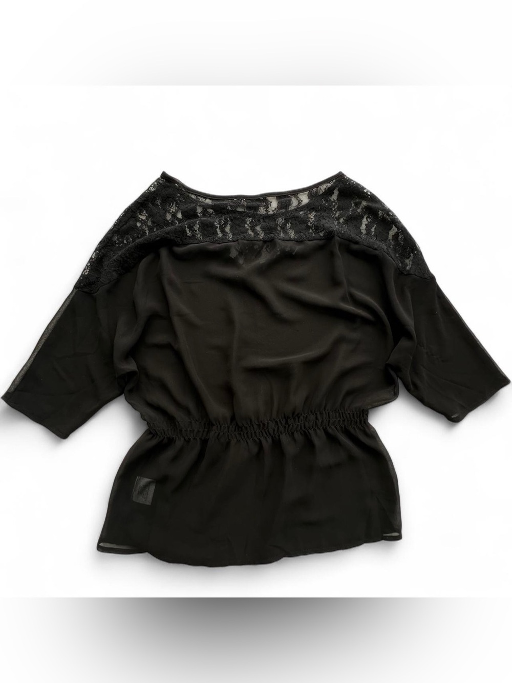 Black Lace Elastic Waist Top
